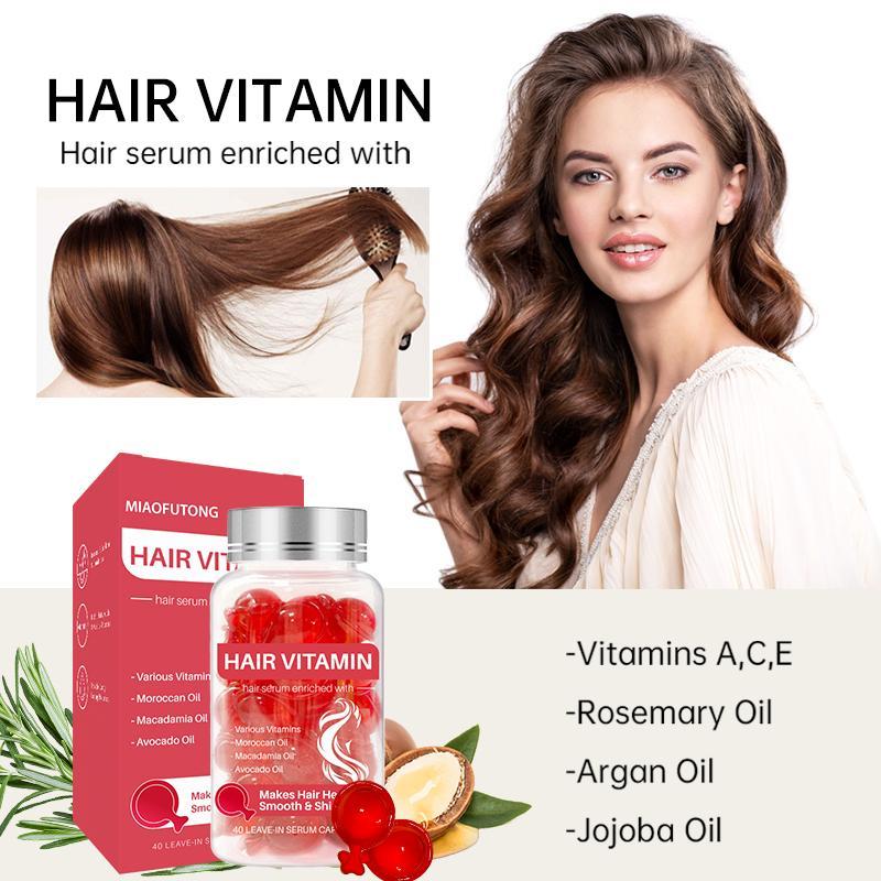 Hair Vitamin Serum Capsule & Hair Oil Set, 40pcs*5 Hair Vitamin Serum Capsule & 4 Counts Oil, Deep Moisturizing Hair & for Women & Men Hair Health, Hair Care Products