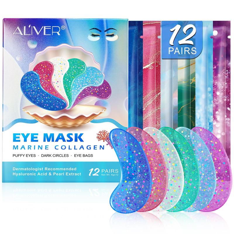 Collagen Eye Mask, 12 Pairs box Moisturizing Eye Care Mask, Eye Care Product for Women & Men, Daily Skincare Product for Eye