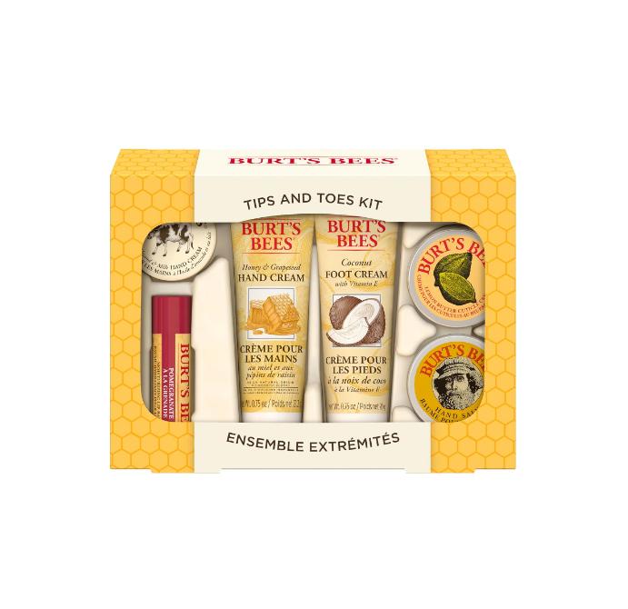 Burt's Bees Christmas Gifts, 6 Skincare Stocking Stuffers Products, Tips & Toes Set