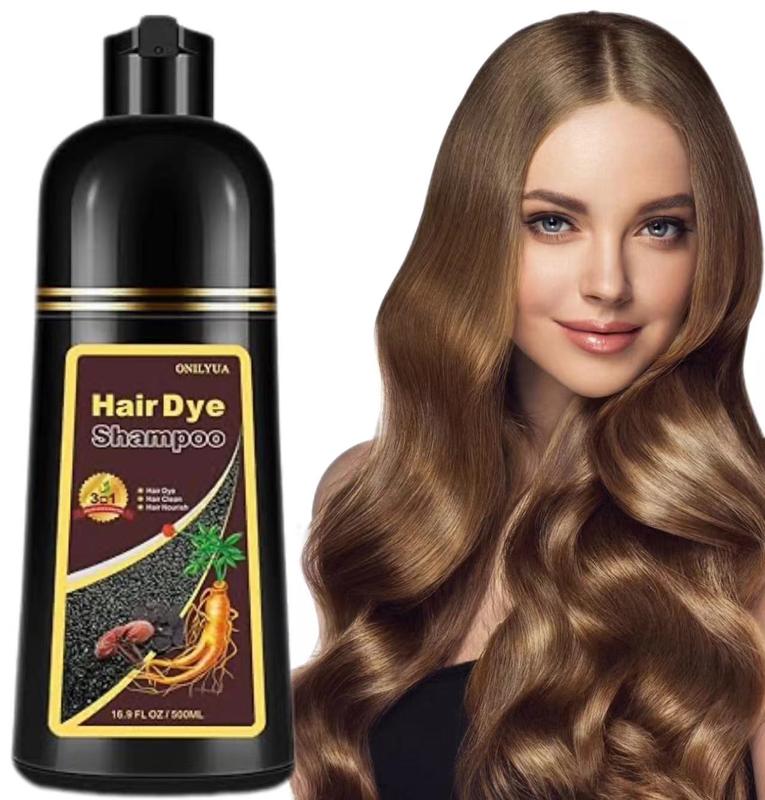 Light Brown Hair Dye Shampoo，Significantly Reduces Gray in 15 Minutes, Long-Lasting Color for Men and Women, Home Use Formula, 16.9 Fl Oz herbal ingredient