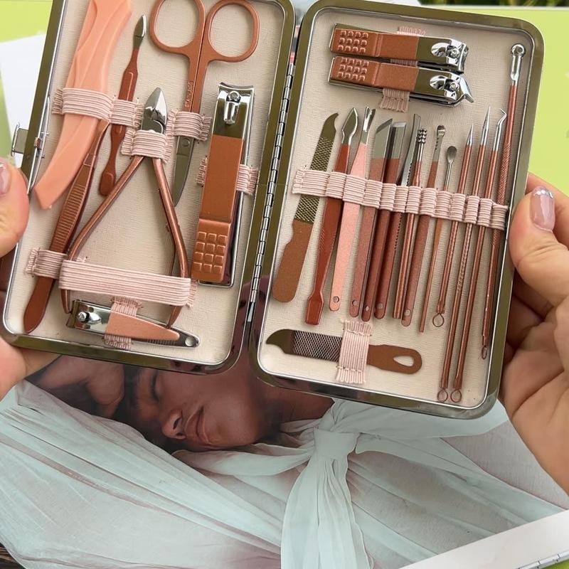 Professional Nail Clipper Set with Storage Box, 1 Set Portable Manicure & Pedicure Tool Set, Nail Care Tools for Home & Travel