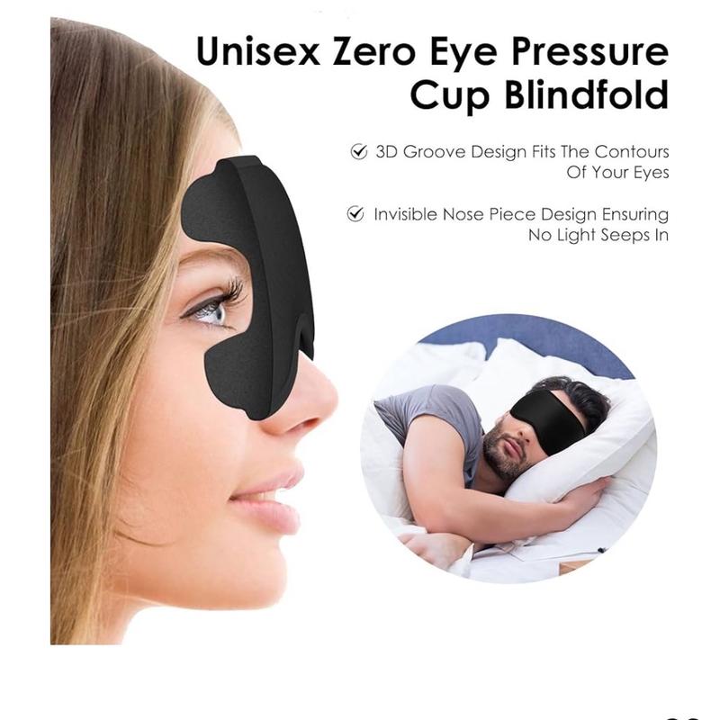 Sleep Eye Mask 3D with Adjustable Strap, Washable and Breathable, Black