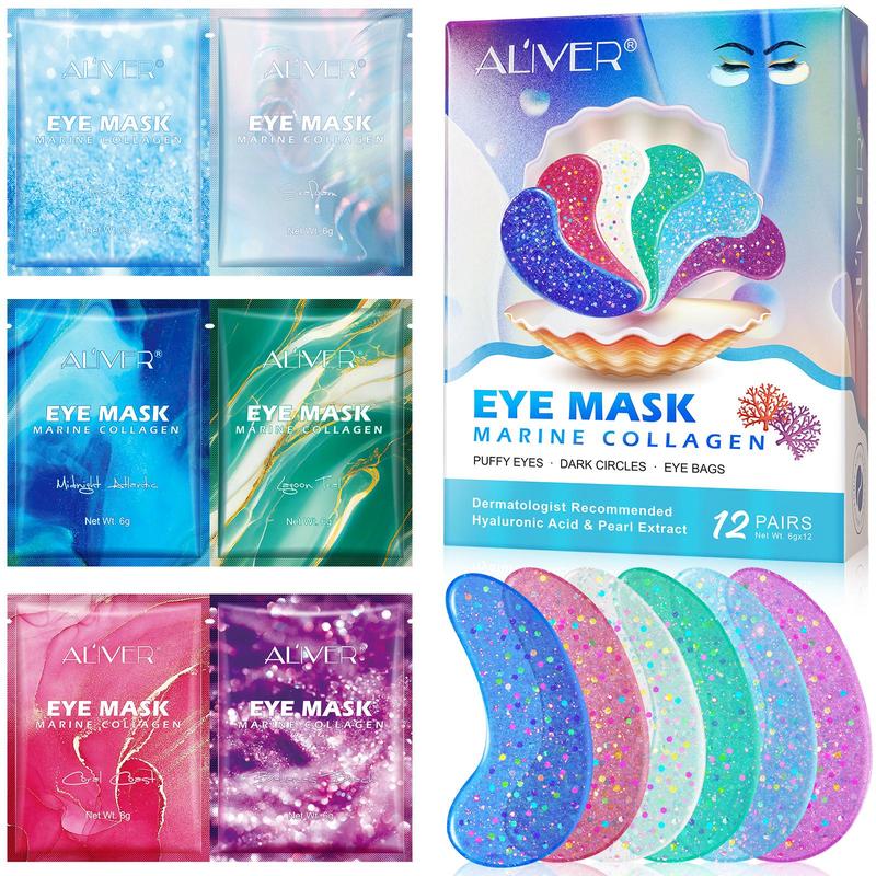 Collagen Eye Mask, 12 Pairs box Moisturizing Eye Care Mask, Eye Care Product for Women & Men, Daily Skincare Product for Eye