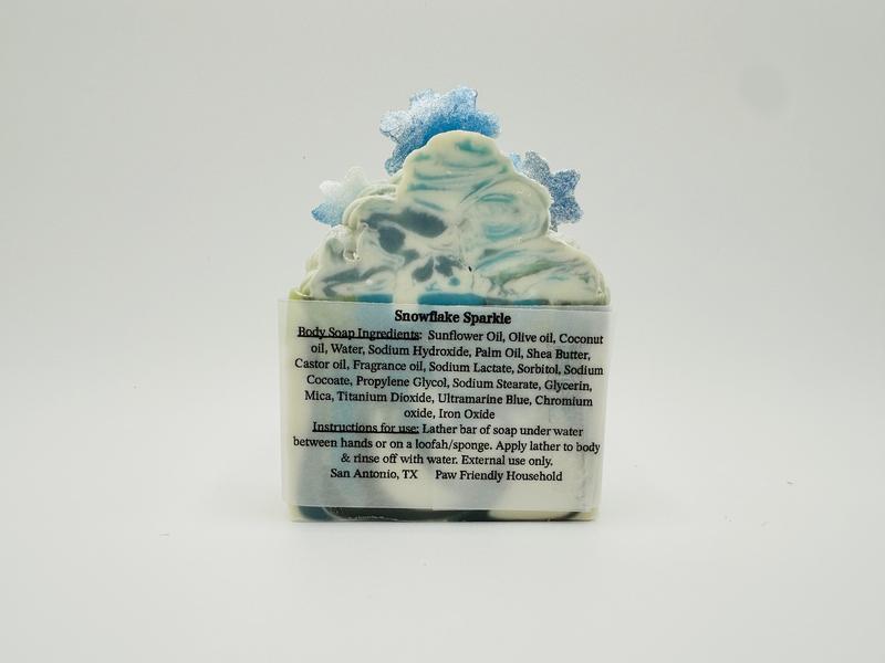 Snowflake Sparkle Novelty Soap perfect for Christmas gift giving and stocking stuffers