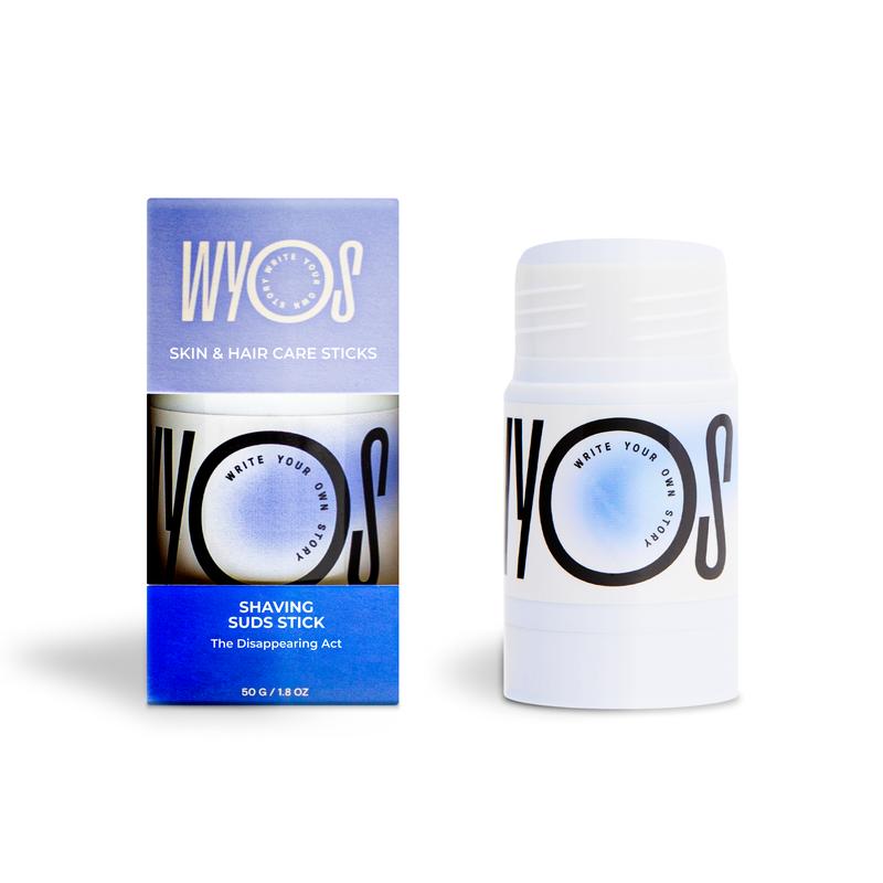 WYOS Shaving Suds Stick - Travel Size, Vegan, Cruelty-Free, No Mess, Leak-Free, Hydrating Smooth Lather, Sulfate Paraben-Free, All Skin types Comfort