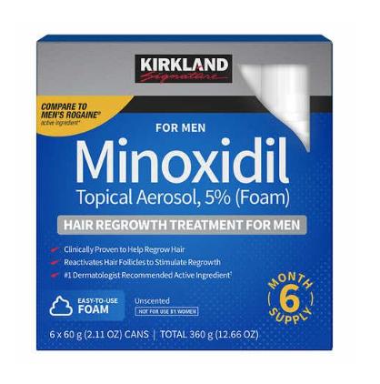 Kirkland Signature Hair Regrowth Treatment Minoxidil Foam for Men, 2.11 oz (1 to 6 Month Supply)