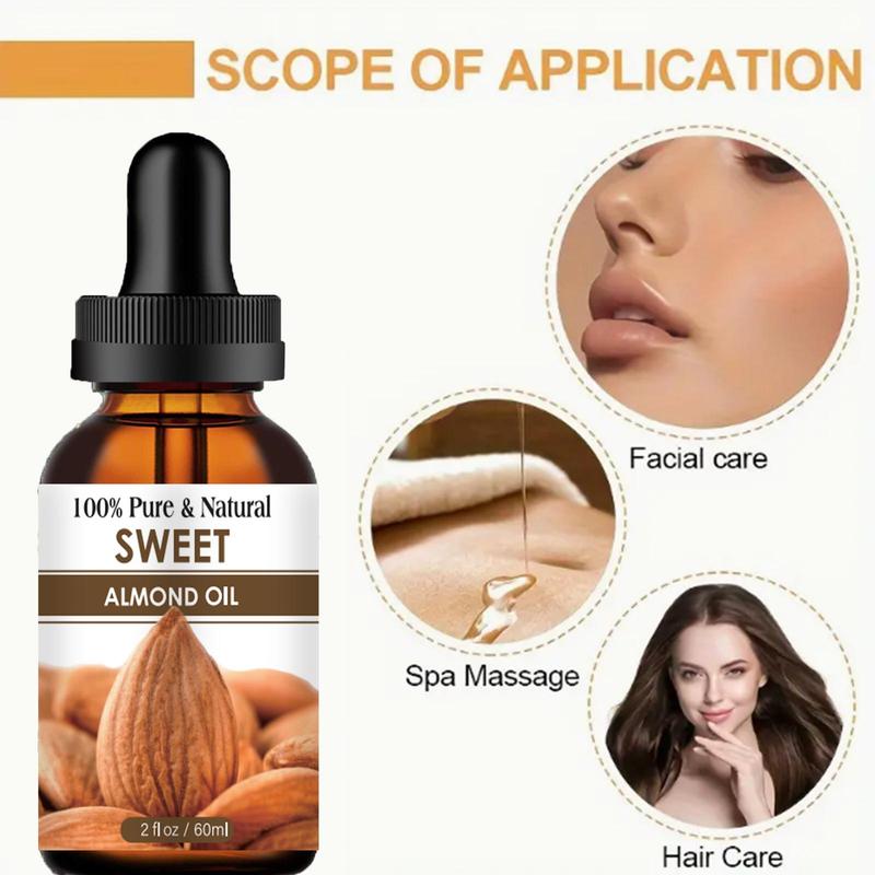 60ml Almond Oil, 1 Count Multifunctional Natural Oil for Face, Body, Hair, Skincare Essence for Women & Men