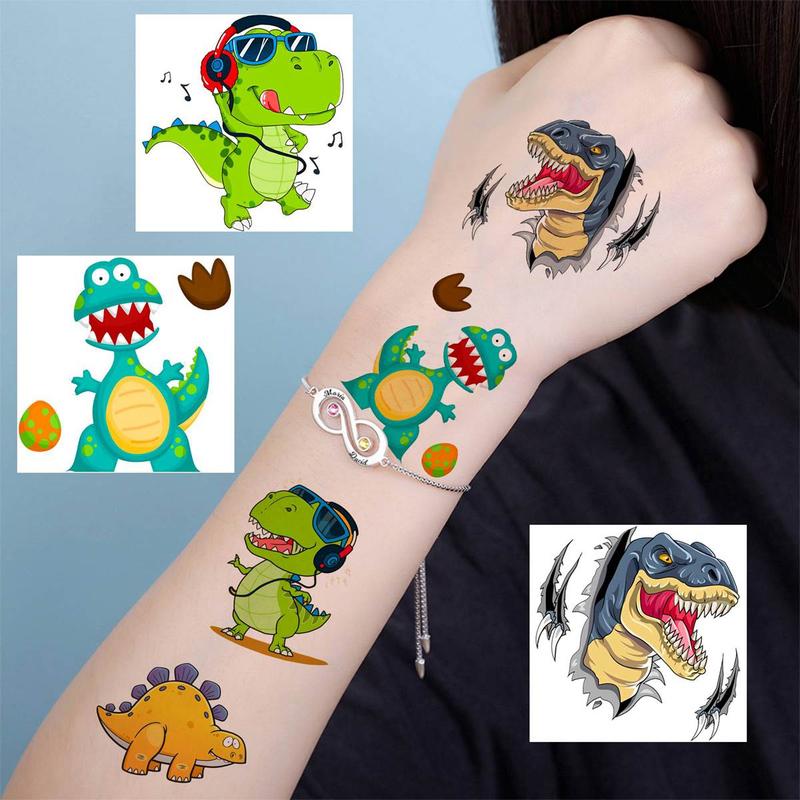 50pcs set Cartoon Dinosaur Pattern Temporary Tattoo Sticker, Animal Pattern Tattoo Stickers for Women & Men