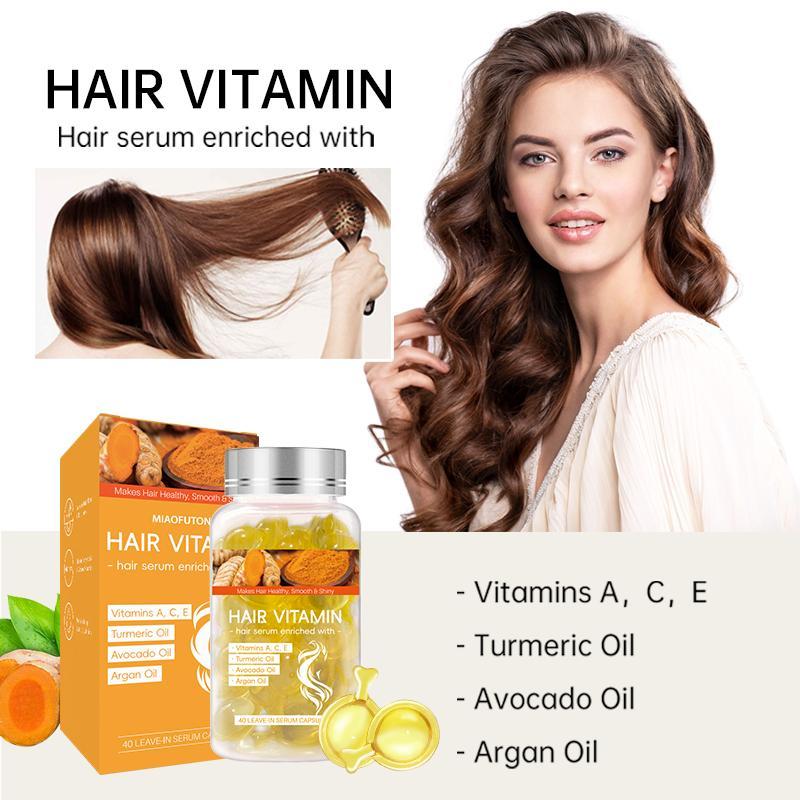 Hair Vitamin Serum Capsule & Hair Oil Set, 40pcs*5 Hair Vitamin Serum Capsule & 4 Counts Oil, Deep Moisturizing Hair & for Women & Men Hair Health, Hair Care Products