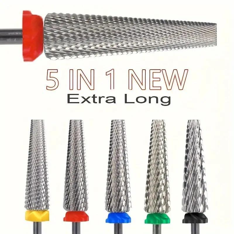 5 in 1 Nail Drill Bit, 1 Count Safety & Fast Nail Polishing Tool, Nail Art Polishing Tool, Manicure & Pedicure Tool for Home & Salon Use