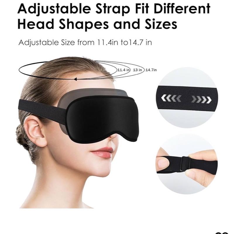 Sleep Eye Mask 3D with Adjustable Strap, Washable and Breathable, Black