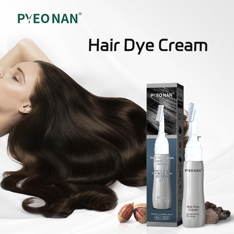 PYEONAN Unisex Hair Dye Cream Comb, Black Truffle With Herbal Ingredients, No Bleaching 2 in 1 for Grey Coverage, Hair Coloring & Hair Care, 2.8 Oz. 80g