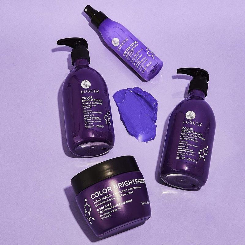 Luseta Purple Shampoo and Conditioner Set for Blonde Gray Color Treated Hair - Sulfate Free Paraben Free Infused with Cocos Nucifera Oil for Curly and Damaged Hair