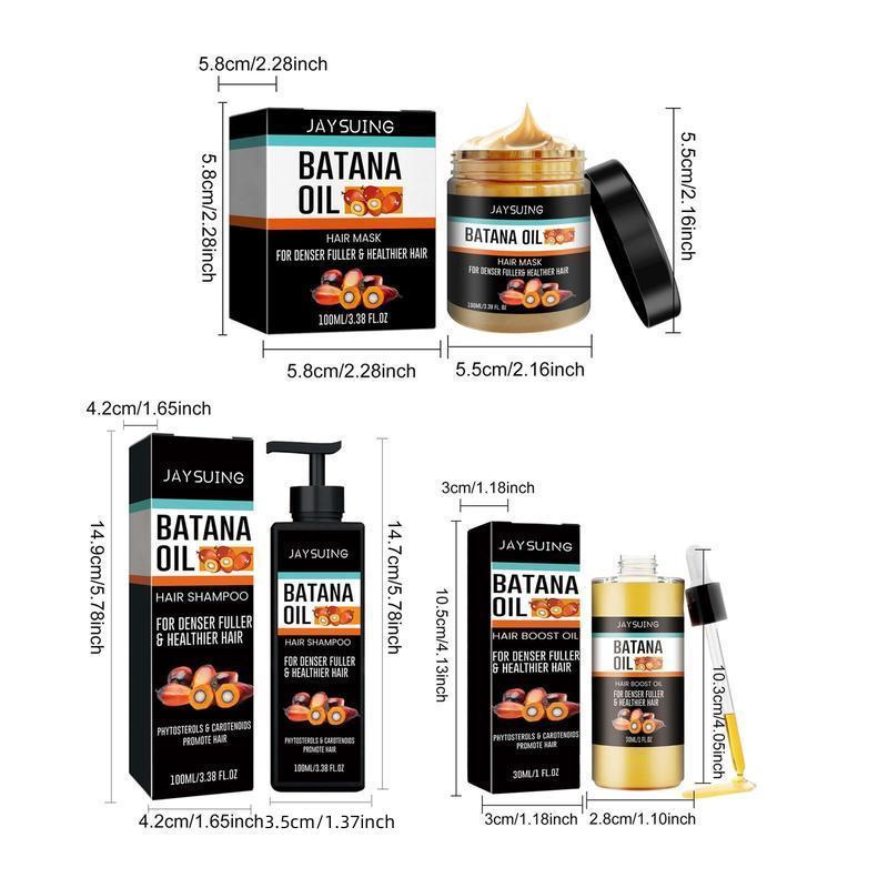 Batana Oil Hair Care Set, 3 Counts set Hair Shampoo & Hair Mask & Hair Oil for Christmas Gift, Nourishing & Hydrating Haircare & Styling Product for Men & Women