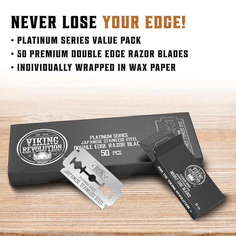 50 Count Double Edge Razor Blades - Men's Safety Razor Blades for Shaving - Platinum Japanese Stainless Steel Double Razor Shaving Blades for Men for a Smooth, Precise and Clean Shave