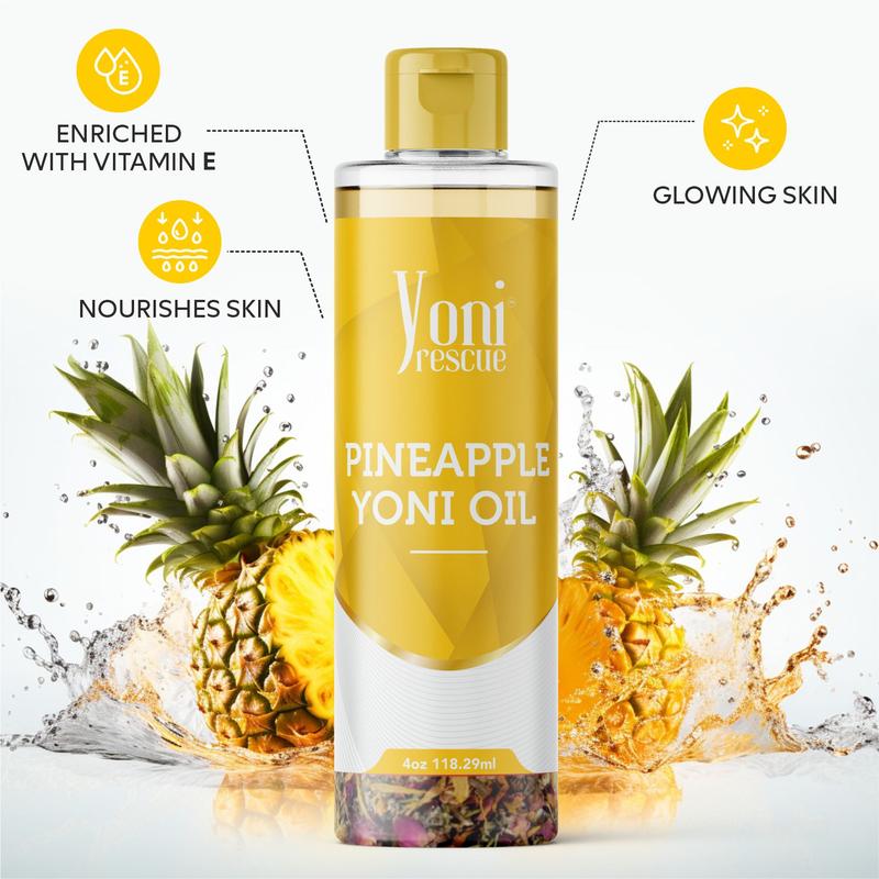 Pineapple Yoni Oil, 4 oz, with Apricot, Jojoba, Avocado Oils & Vitamin E Oil, Fast-Absorbing, Nourishes and Hydrates Skin, Skin Repair, Body Care, Ideal for All Skin Types, 4oz, Pineapple Scented Fragrance Moisturizer yoni careproduct