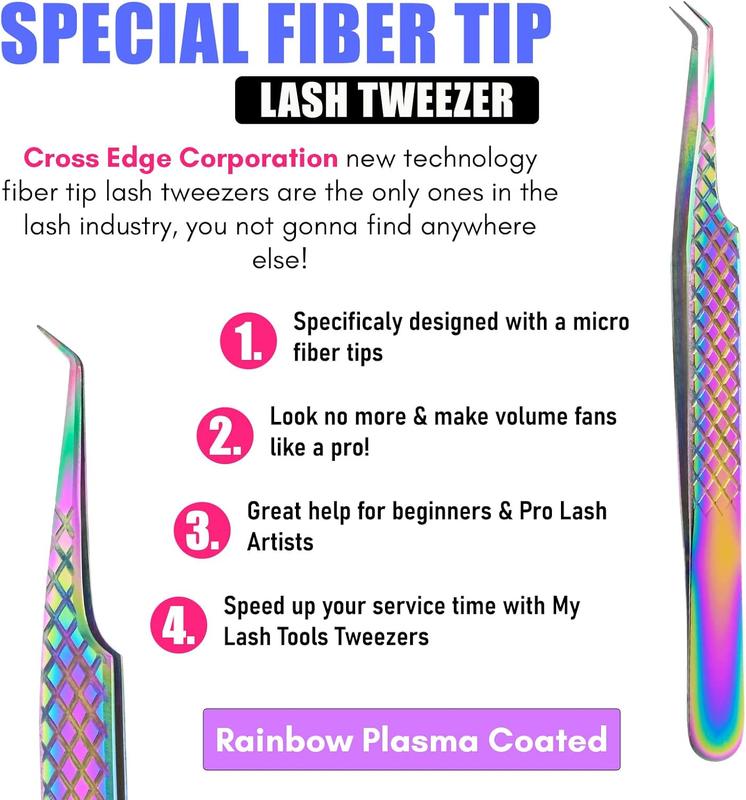 My Lash Tools - Fiber Tip Lash Tweezers for Eyelash Extensions Professional SET OF 3 Volume Boot, Isolation, & Curved Tweezers set  Steel Lash Extension Supplies (Matte Pink Set 2) Makeup Stainless