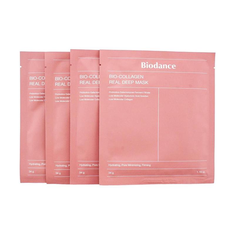 Biodance Bio-Collagen Real Deep Mask, Hydrating, Pore Minimizing, Firming, 1.19 oz.*4pcs Overnight Mask