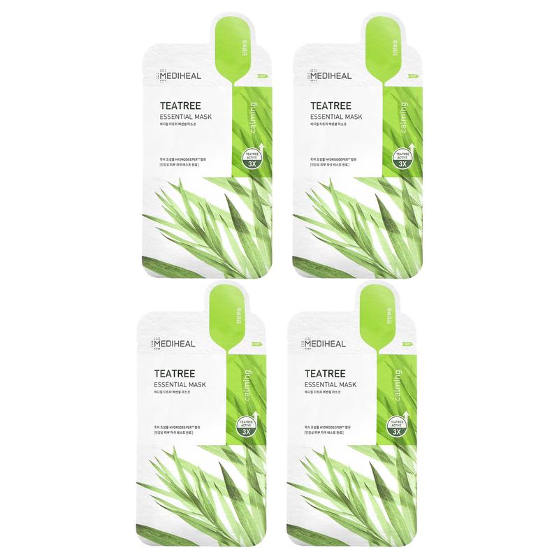 MEDIHEAL Tea Tree, Essential Beauty Mask, 4 Sheets, 0.81 fl oz (24 ml) Each