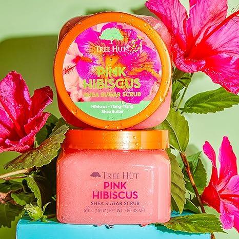 Tree Hut Pink Hibiscus Shea Sugar Scrub | Exfoliating Body Scrub Removes Dead, Dry Skin for a Soft & Hydrated Feel