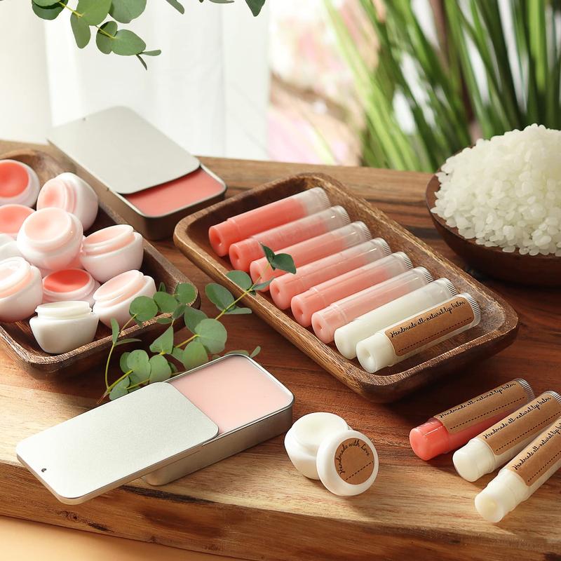 DIY Lip Balm Making Kit with Natural Beeswax, Shea Butter, Sweet Almond Oil, Essential Oils, Tubes, Jars, Instruction Manual & More Skincare Nourishing