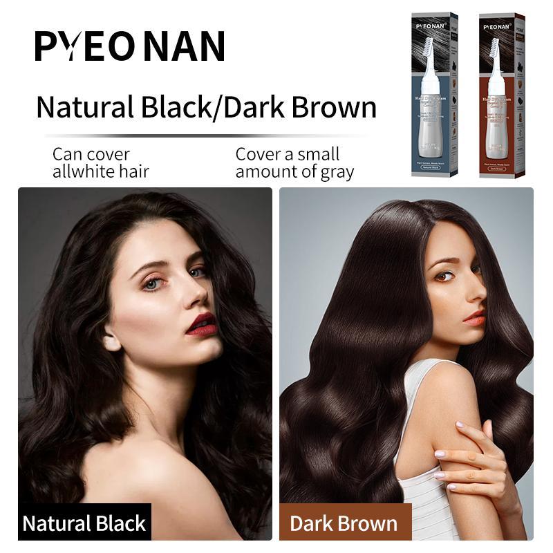 PYEONAN Unisex Hair Dye Cream Comb, Black Truffle With Herbal Ingredients, No Bleaching 2 in 1 for Grey Coverage, Hair Coloring & Hair Care, 2.8 Oz. 80g