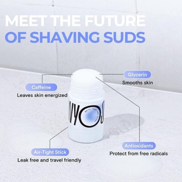 WYOS Shaving Suds Stick - Travel Size, Vegan, Cruelty-Free, No Mess, Leak-Free, Hydrating Smooth Lather, Sulfate Paraben-Free, All Skin types Comfort