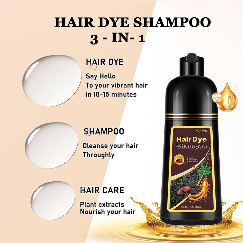 3-in-1 Chestnut Hair Dye Shampoo, Instant Hair Coloring Shampoo for Women & Men, Long-lasting Hair Dye, Natural Herbal Haircare, Shampoo Para Canas