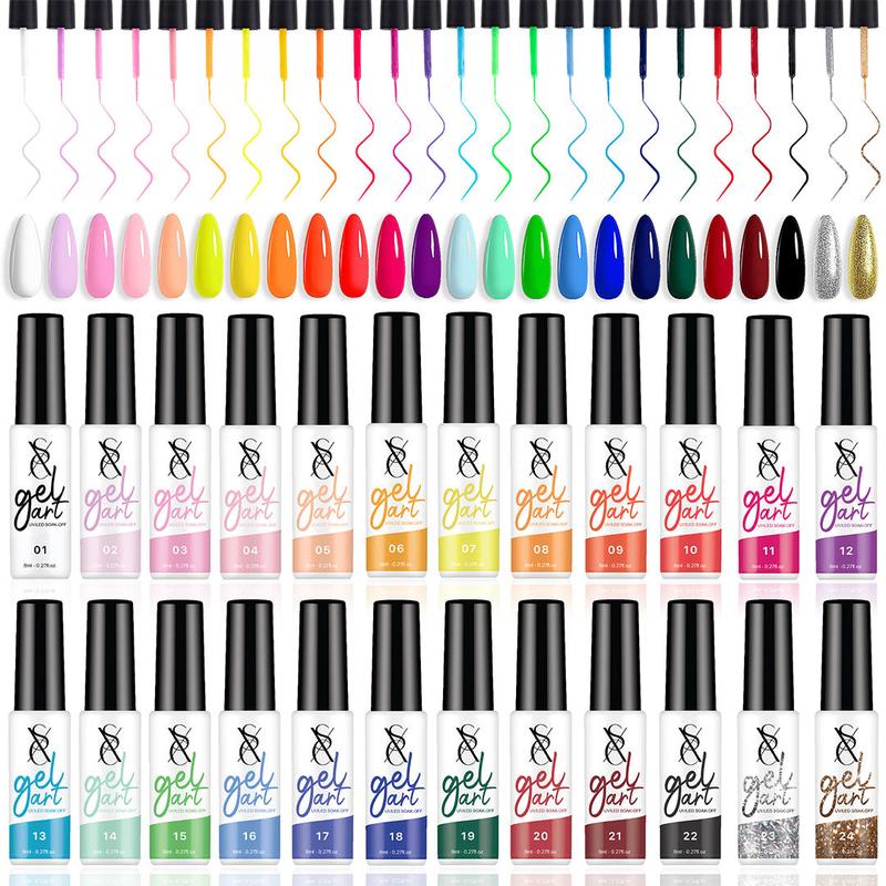 SXC Cosmetics 24 Colors Nail Art Dream Liners Pro Series Gel Manicure