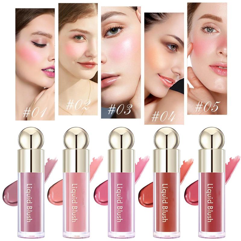 Liquid Blush Makeup, 5 Counts Long Lasting Blush, Multi-use Lipstick Shadow Cheek Eyes Makeup Tint Rouge, Mini Matte Makeup Blusher Stick, Christmas Gift