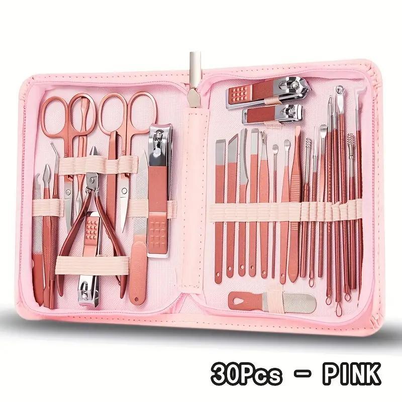 Manicure Set With Storage Case, 30pcs set Portable Multi-functional Nail Clipper Kit Pedicure Care Tool, Nail Care Nail Art Kit For Women & Men