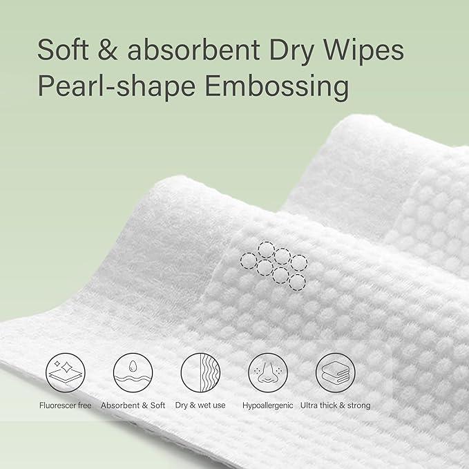 Unifree Pro Max Facial Towels  Disposable, Ultra-Soft, Thick Wipes Made From 100% Biodegradable Plant Fiber, Large Size 11.8