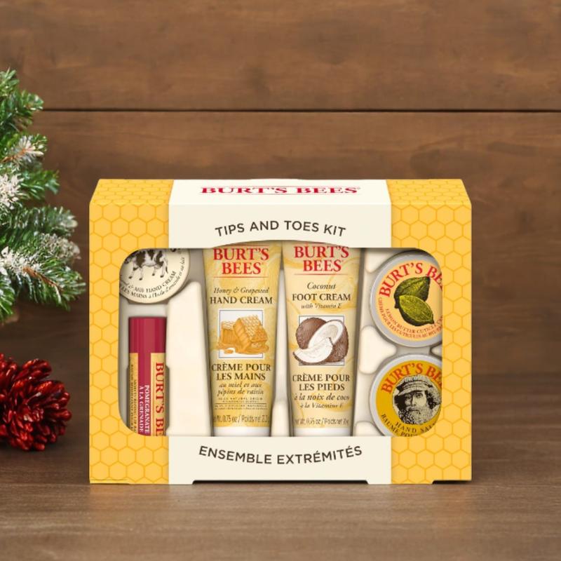 Burt's Bees Christmas Gifts, 6 Skincare Stocking Stuffers Products, Tips & Toes Set