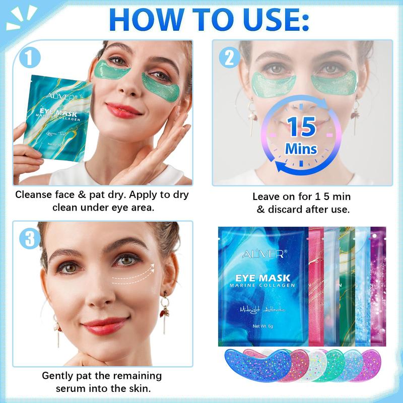 Collagen Eye Mask, 12 Pairs box Moisturizing Eye Care Mask, Eye Care Product for Women & Men, Daily Skincare Product for Eye