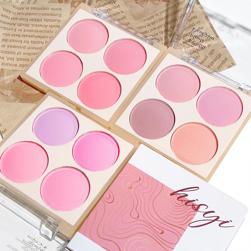 4 Color Blush Palette, Long Lasting Matte Blush, Natural Look Blush for Daily Makeup, Lightweight Blush, Soft Color Shadow, Suitable for All Skins