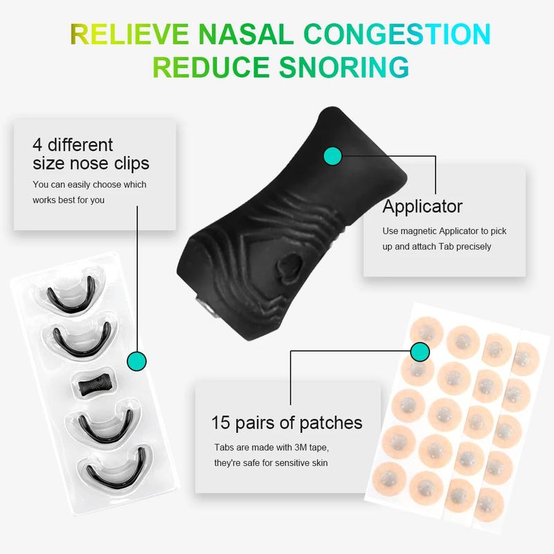 Anti-Snoring Nose Clip & Magnetic Nasal Strips Kit – Improve Breathing, Enhance Sports Performance and Sleep Quality