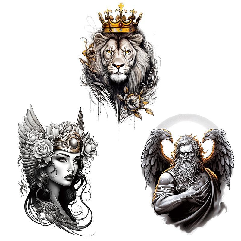 Lion Pattern Temporary Tattoo Sticker, 3pcs Waterproof Animal Pattern Tattoo Sticker for Women & Men, Fake Tattoo for Adults