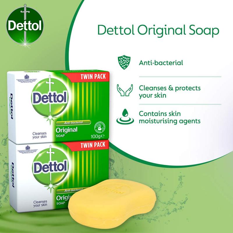 Dettol Anti Bacterial Original Soap 100g Twin Pack Dermatologically Tested