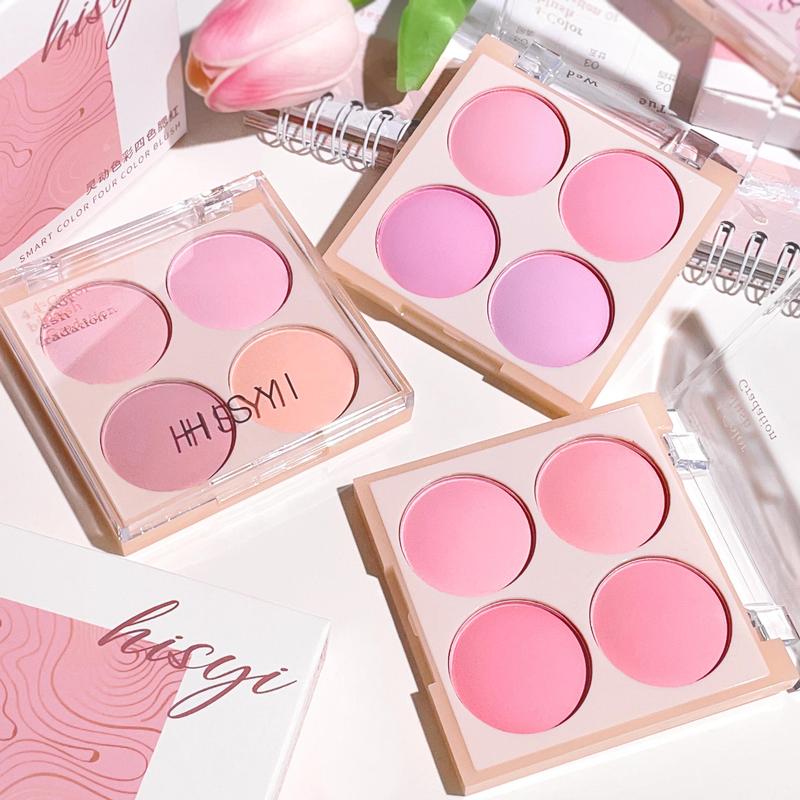 4 Color Blush Palette, Long Lasting Matte Blush, Natural Look Blush for Daily Makeup, Lightweight Blush, Soft Color Shadow, Suitable for All Skins