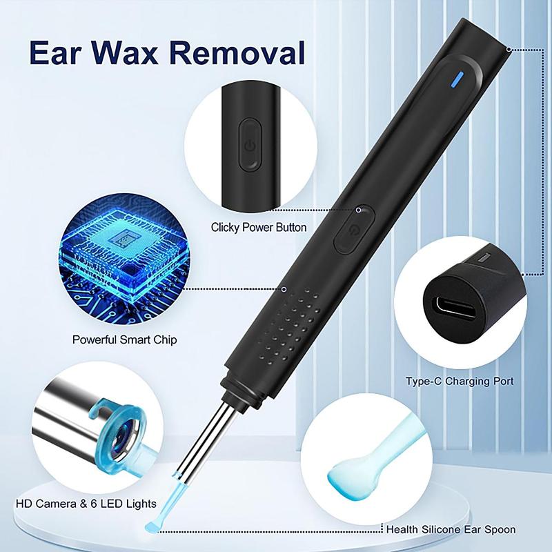 Intelligent Visual Ear Scoop, 1 Box Ear Wax Remover with Camera, Rechargeable Ear Wax Removal Kit for Smartphones