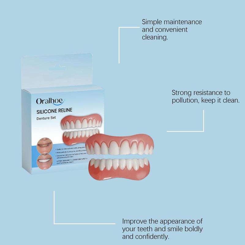 Dental Beauty Kit, 1 Box Comfortable Material Denture, Temporary Denture, Denture Care Product for Men & Women Daily Use, Christmas Gift