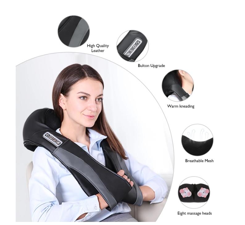 Shiatsu Neck Shoulder Massager Electric Back Massage with Kneading Massage for Shoulder, Legs, Use in Office and Home