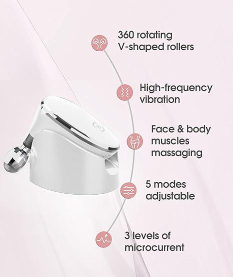 Microcurrent Double Roller Facial Massager Vibrating Firming Lifting Neck Massager V Line Beauty Instrument