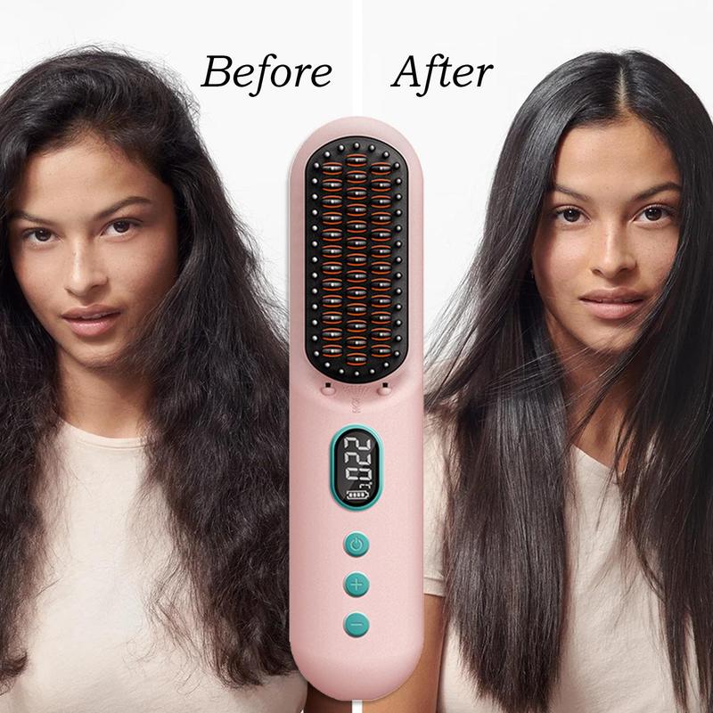 Cordless Straightener Comb with Negative Ions Technology, 9600mah Protable Electric Straightering Brush, Anti-scald,comfort Hair Styling Tool for Home & Travel, Christmas Gifts, Comb Straightener, Portable Straightener