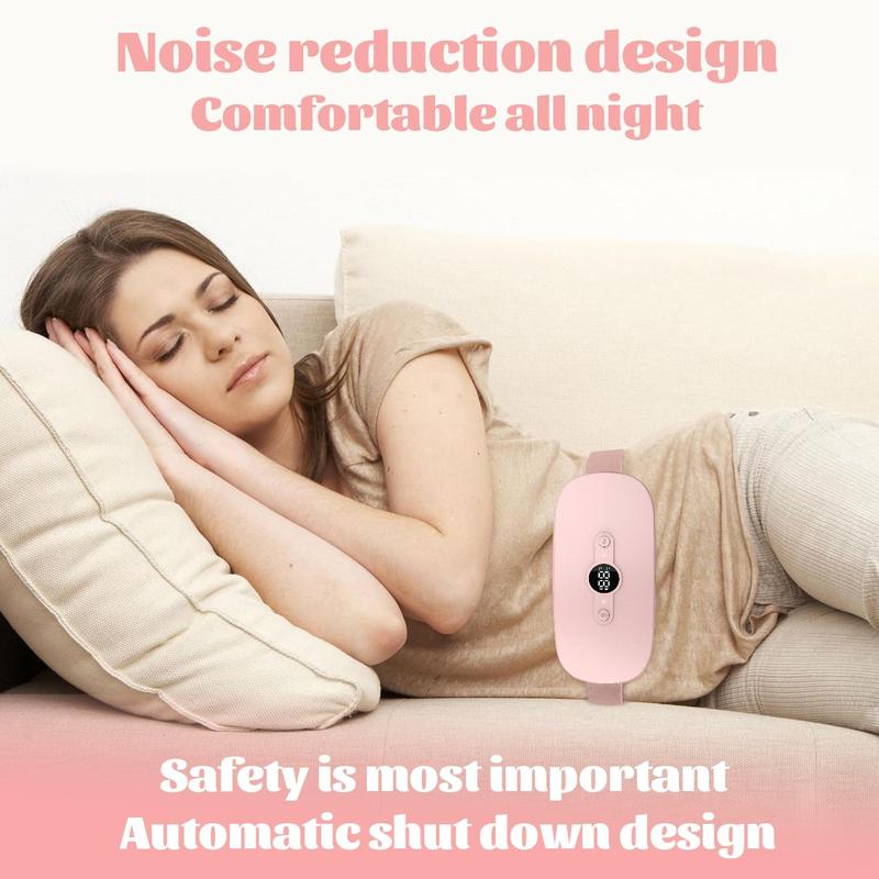 Heating Pad for Period Cramps, Portable Menstrual Cordless Electric Heated Pads for Pain Relief with Massager Rechargeable Heating Pad Birthday Gifts for Mom Women Girlfriend Pink