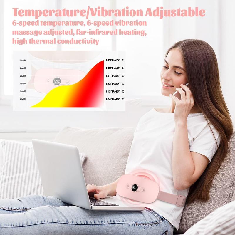 Heating Pad for Period Cramps, Portable Menstrual Cordless Electric Heated Pads for Pain Relief with Massager Rechargeable Heating Pad Birthday Gifts for Mom Women Girlfriend Pink