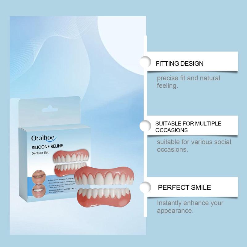 Dental Beauty Kit, 1 Box Comfortable Material Denture, Temporary Denture, Denture Care Product for Men & Women Daily Use, Christmas Gift