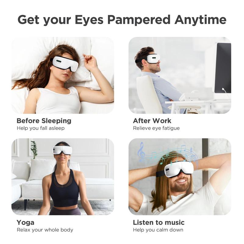 Eye Massager, Eye Mask with Heat&Bluetooth Music Eye Care Mom Birthday Gifts, Smart Eye Mask for Relax Eye, Ideal Birthday Gifts for Women and Men