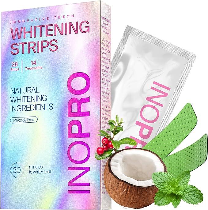 Teeth Whitening Strips 14 Treatments Kit - Sensitive Teeth Whitener, Peroxide Free, Enamel Safe Green White Strips, Deep Stains Removal - Instant Teeth Whitening Without The Harm (28 Strips) coconut whitening Oral dental tool beautiful smile