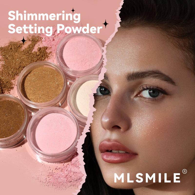 Mlsmile Pearlescent Face Powder Repair Finishing Powder Dense Light Mist Oil Control Concealer Waterproof Matte Finishing Powder